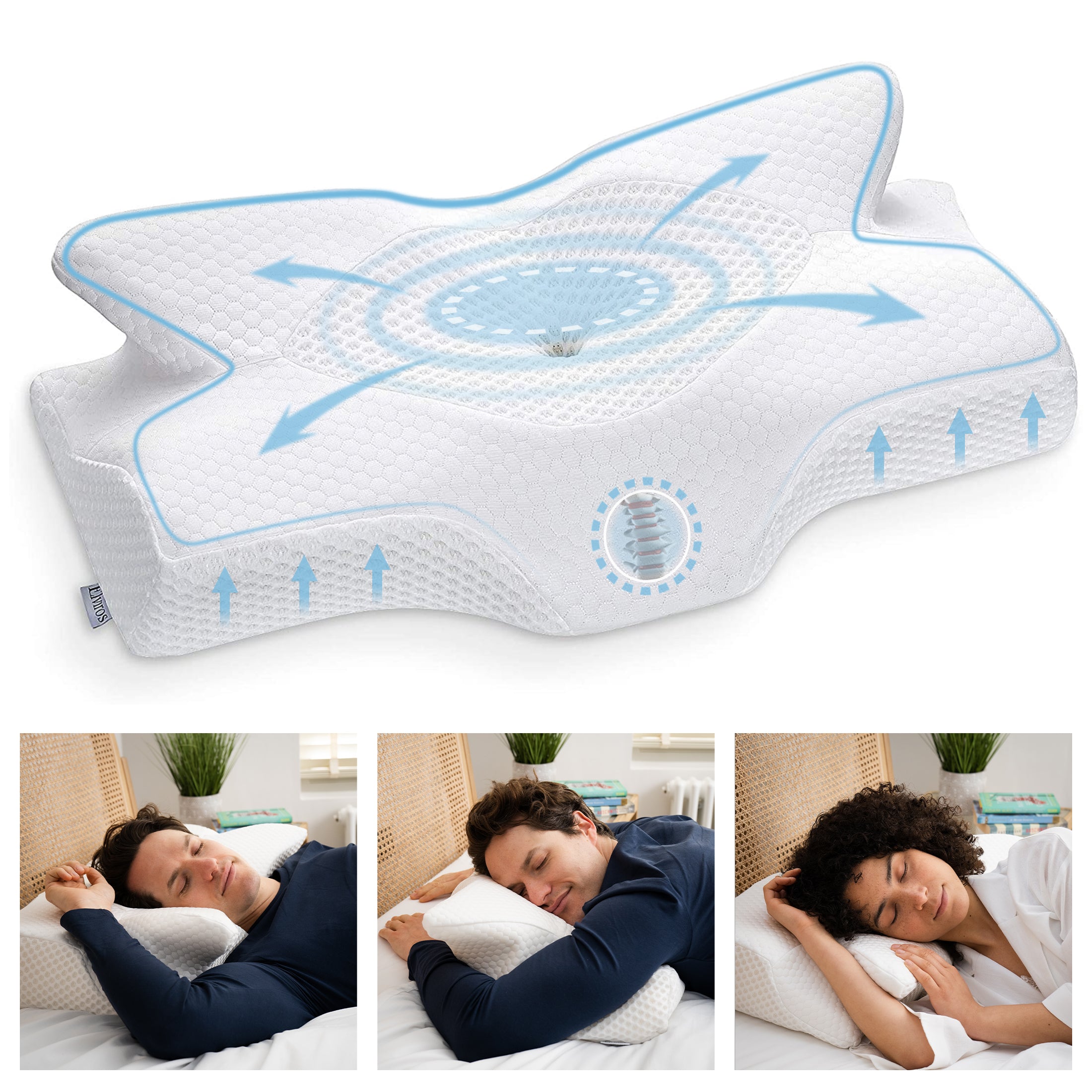 Elviros S8 FlutterShape Cervical Memory Foam Pillow