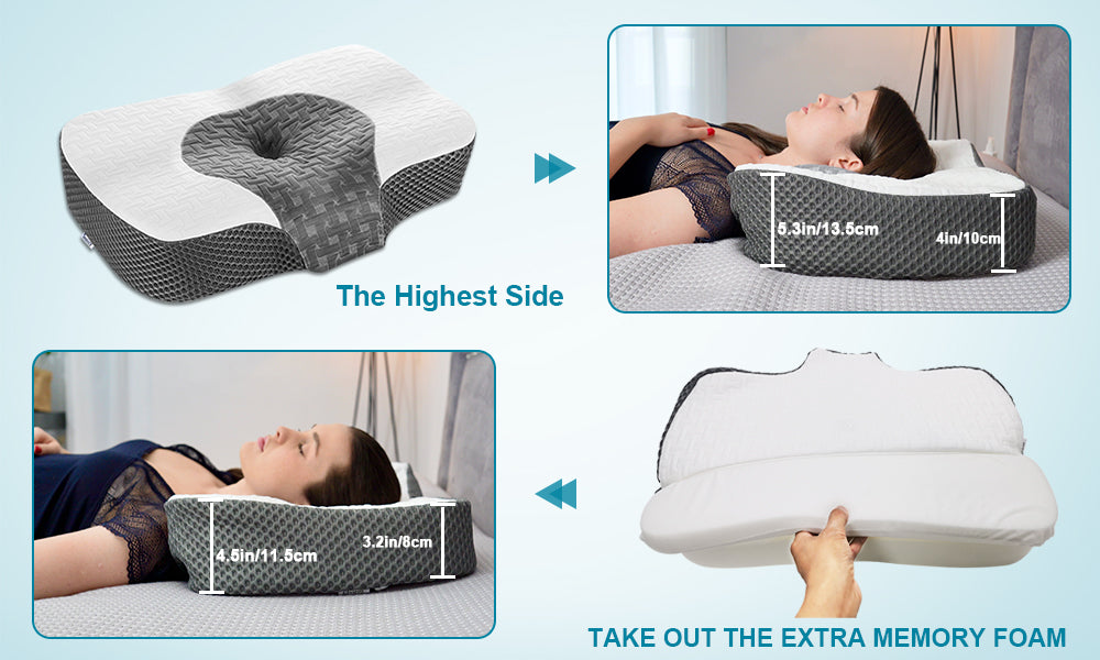 Elviros Contour Orthopedic Pillows for Side Sleepers, Adjustable Ergon