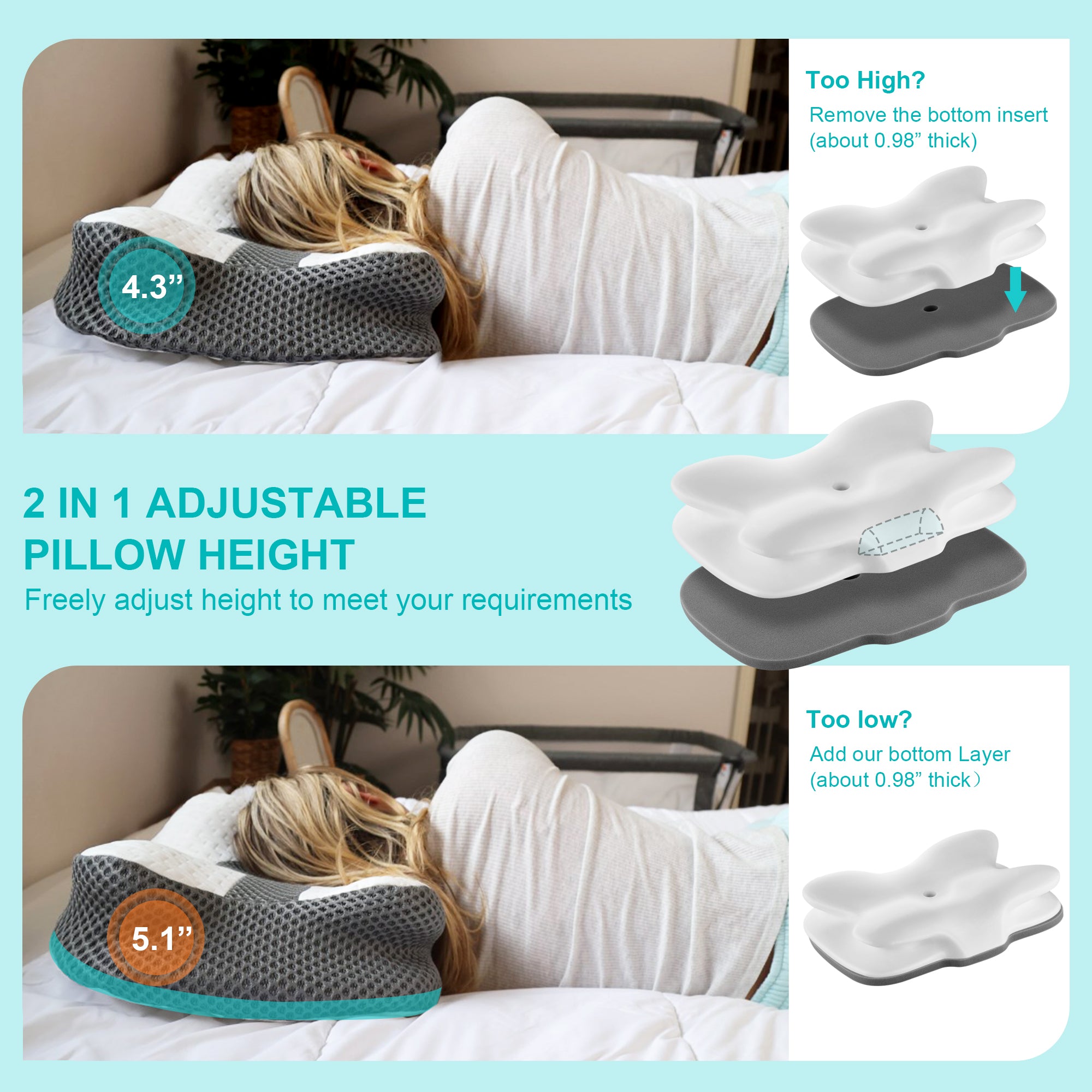 Comfort adjust clearance pillow