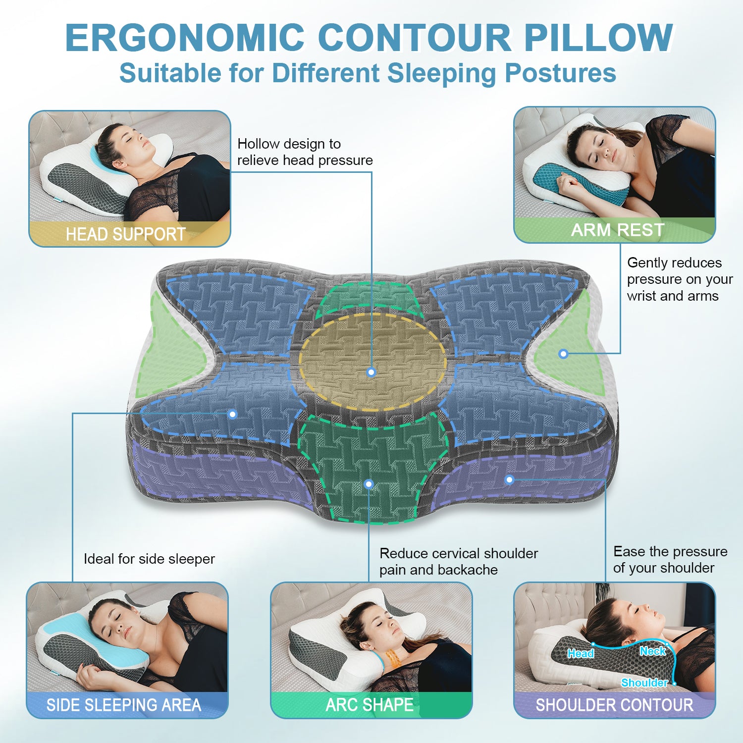 Remedy side sleeper contour fashion pillow