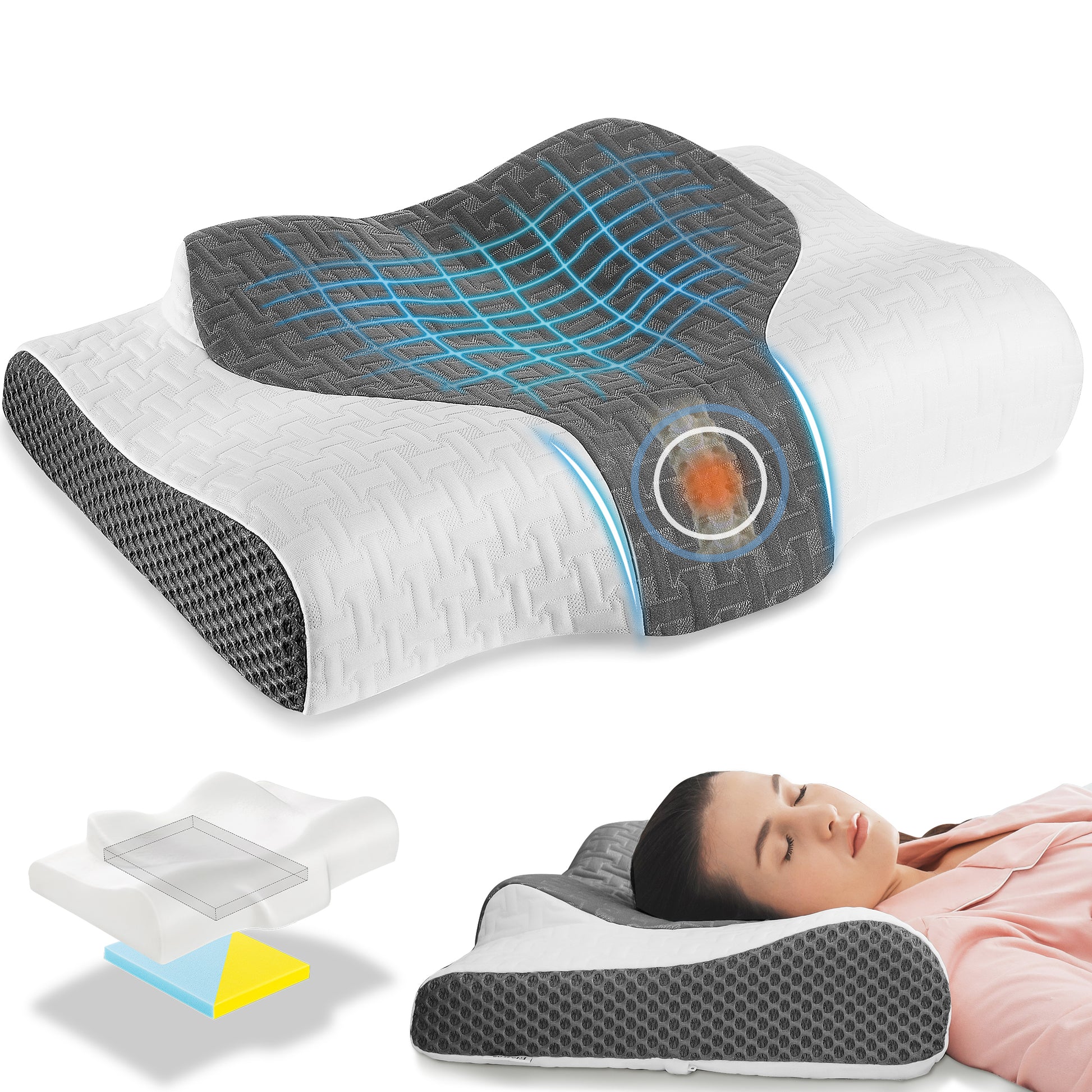 M/L Adjustable Back Pain Relief Pillow Bed Rest Back Pillow