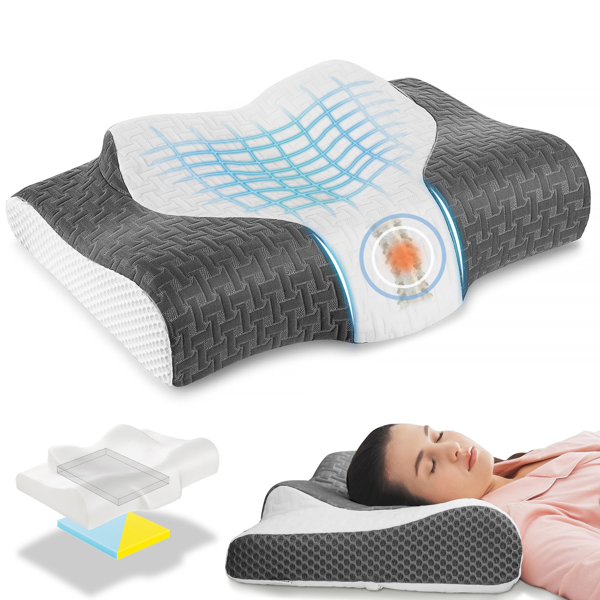 Elviros Adjustable Lumbar Support Pillow Black