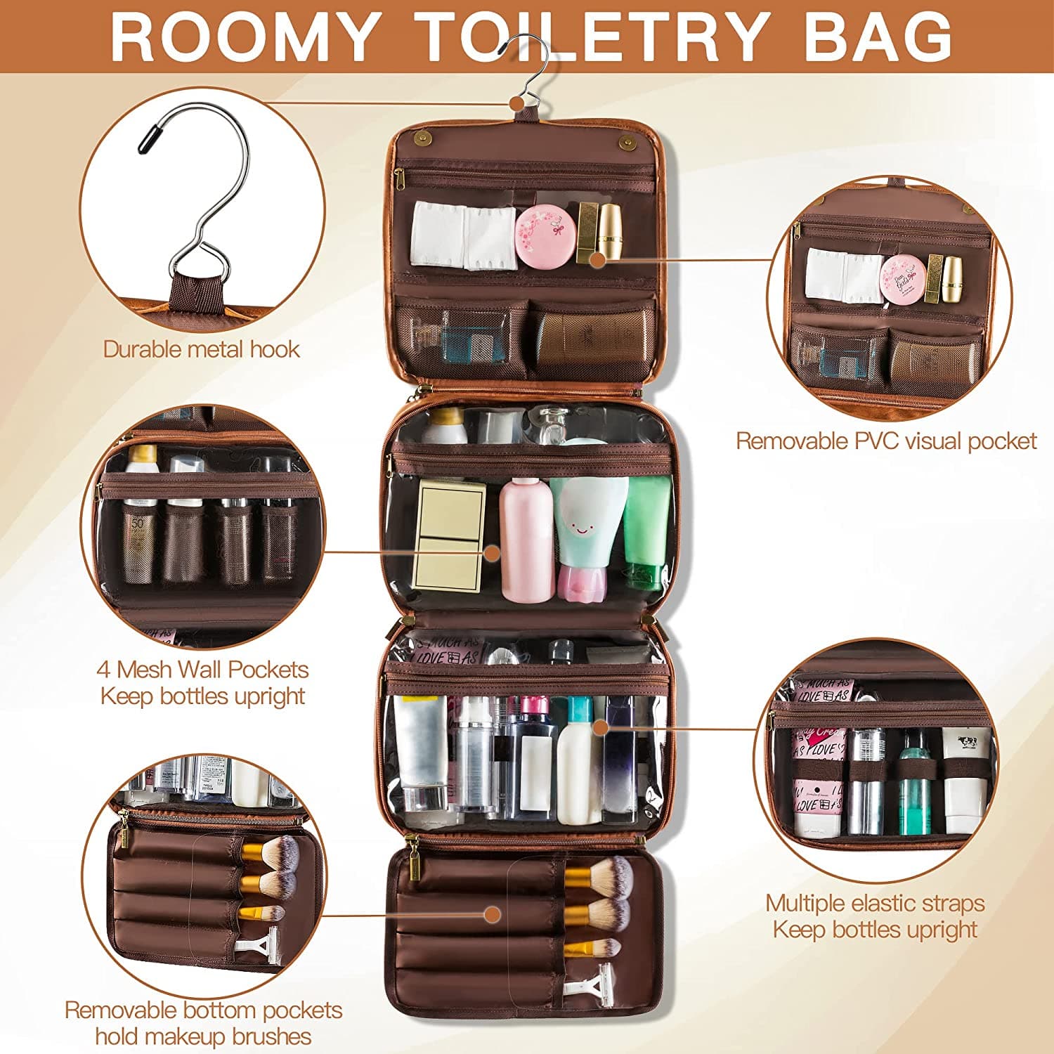 Top Hanging Travel Organizer including Best Toiletry Bags for