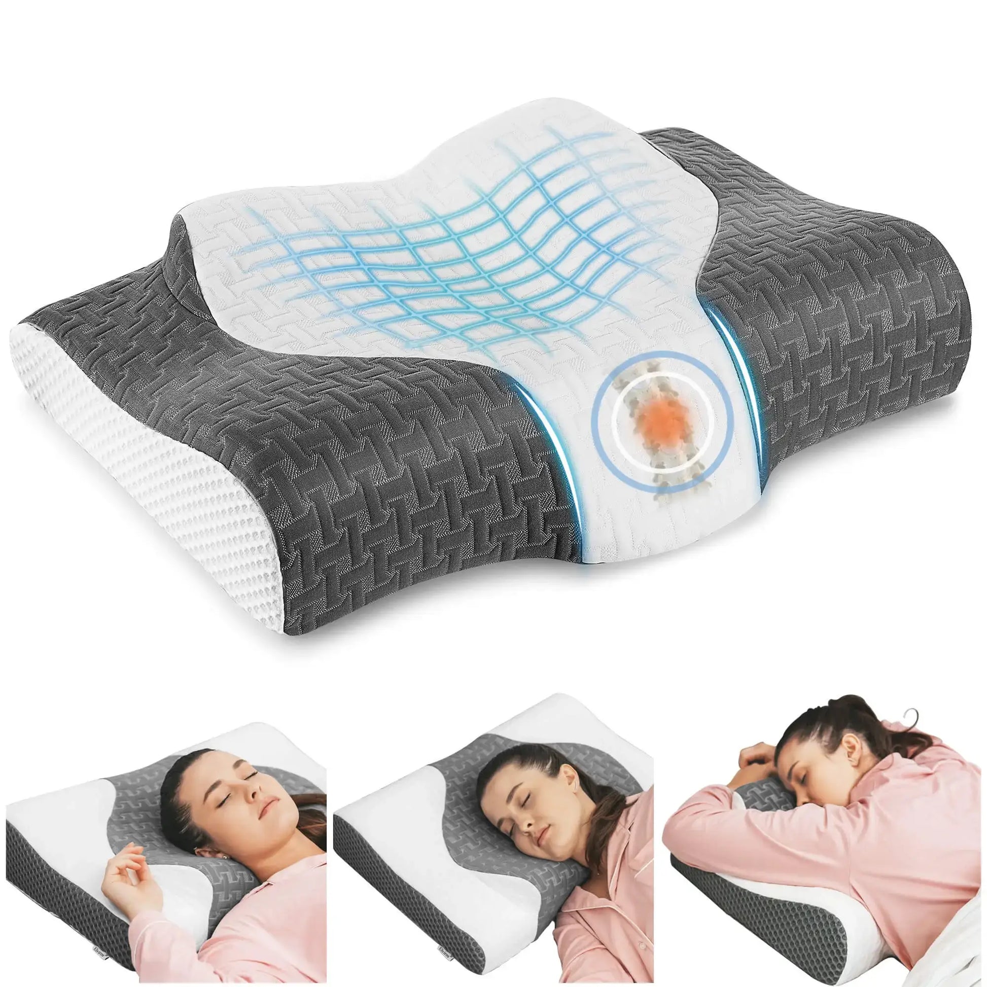Elviros Cervical Memory Foam Pillow, Ergonomic Contour Pillow