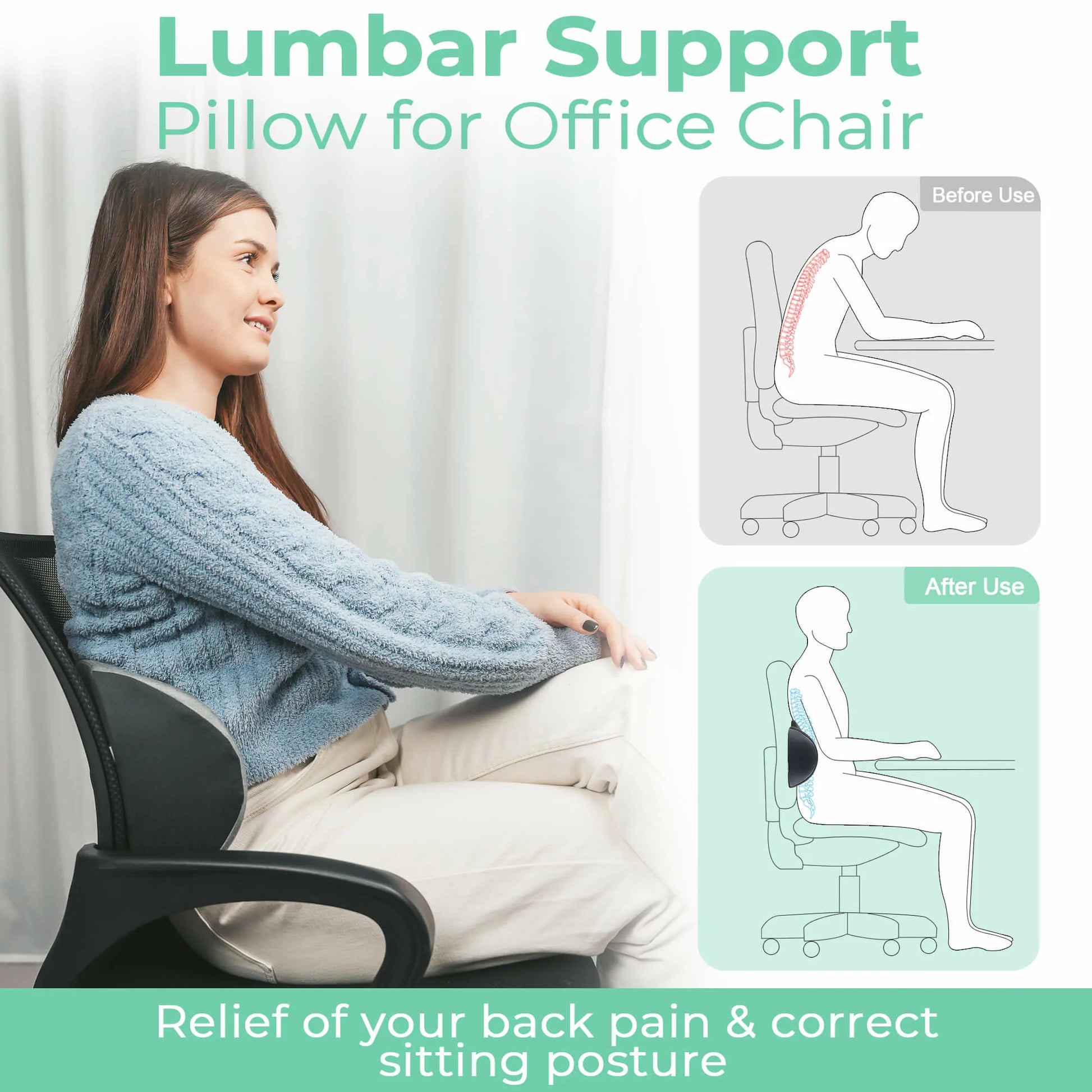 Lumbar Support Pillow for Chair Spine Decompression Device for