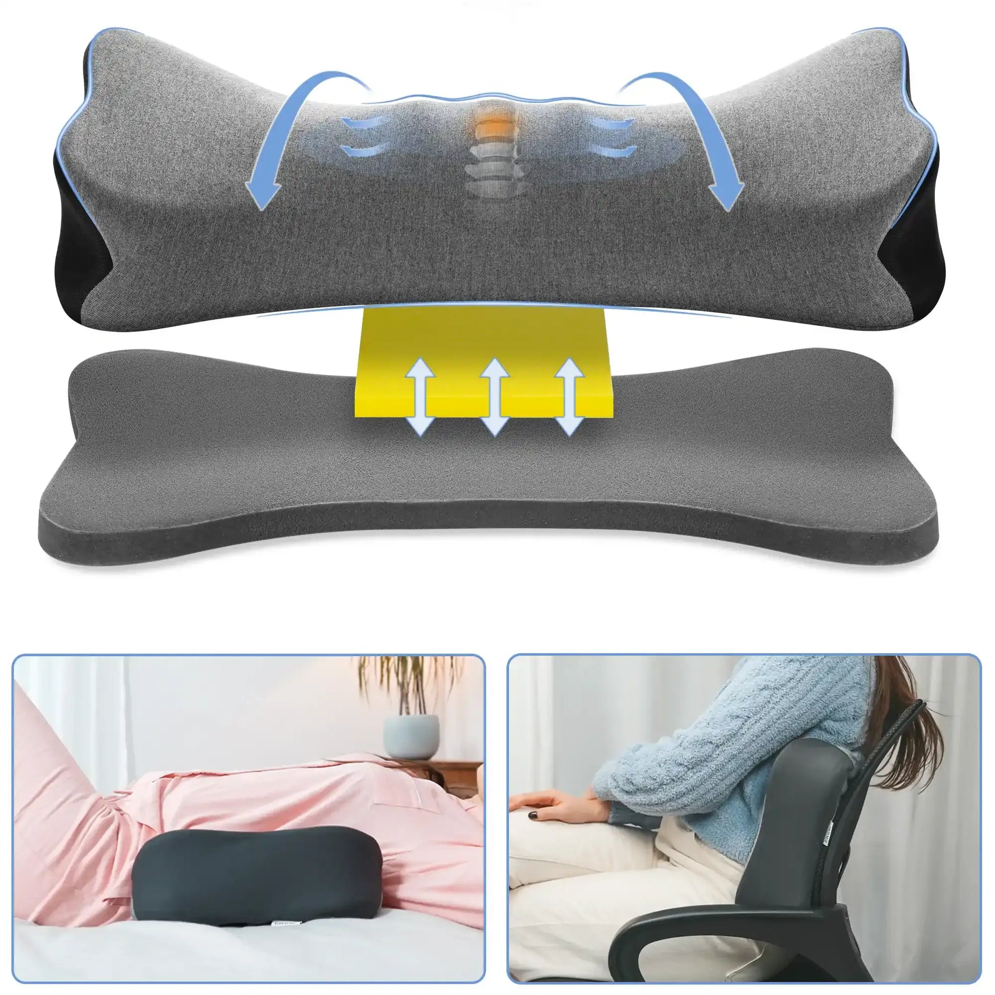 Lower Back Pain Relief Lumbar Support Pillow Premium Memory