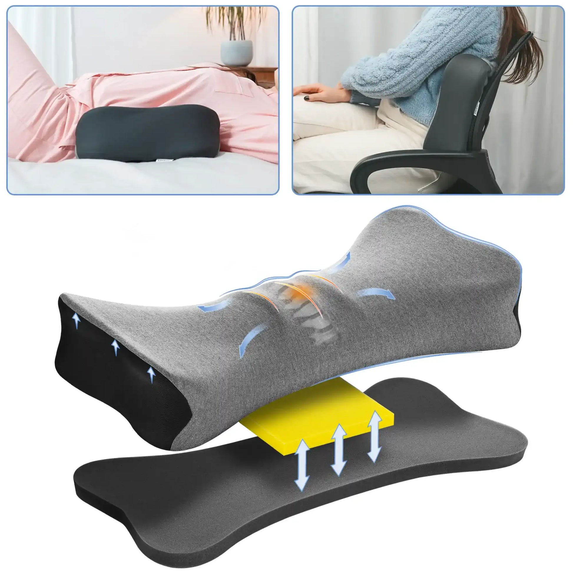 RESTCLOUD Adjustable Lumbar Support Pillow for Sleeping Memory
