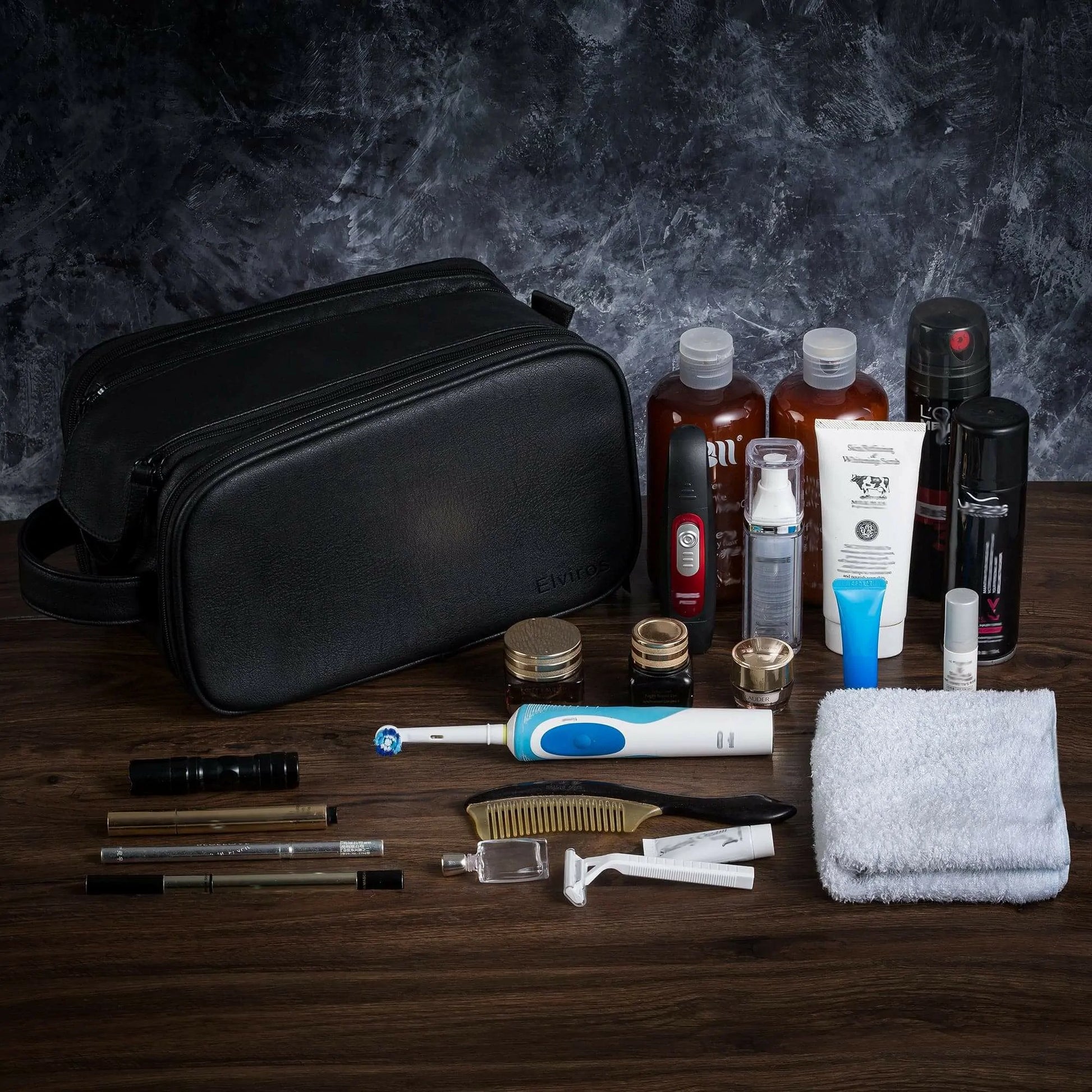 Elviros Toiletry Bag for Men, Large Travel Shaving Dopp Kit Water