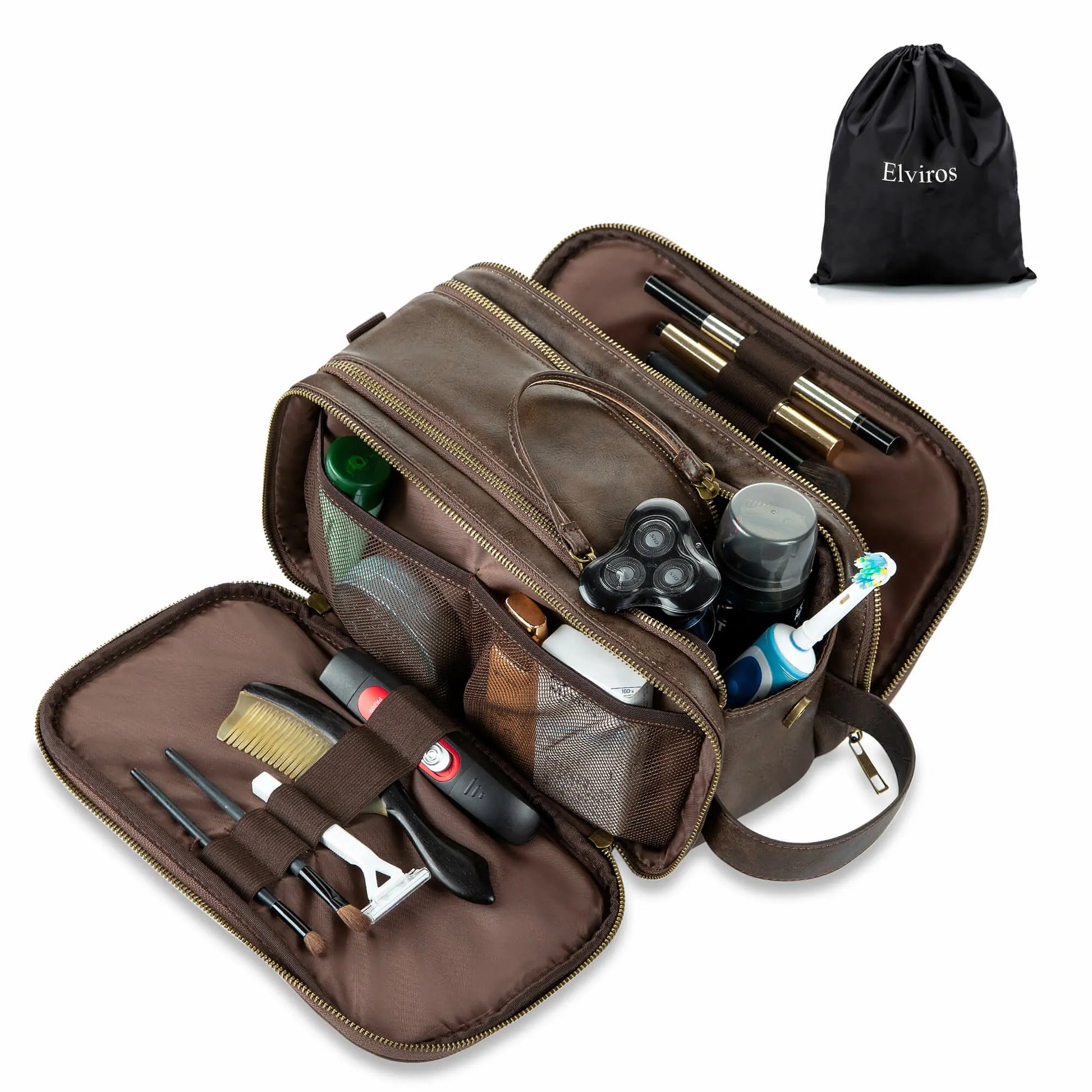 emissary Men's Toiletry Bag, Leather and Canvas Travel Toiletry Bag, Dopp  Kit for Men, Travel Bathroom Bag Men's Shaving Kit, Travel Kit Small Bags